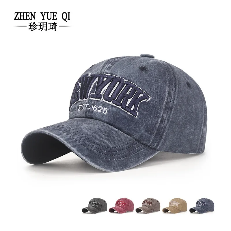 Plastic Raw Materials New soft top washable coated cloth cap with three dimensional embroidery sun visor worn faded baseball ma