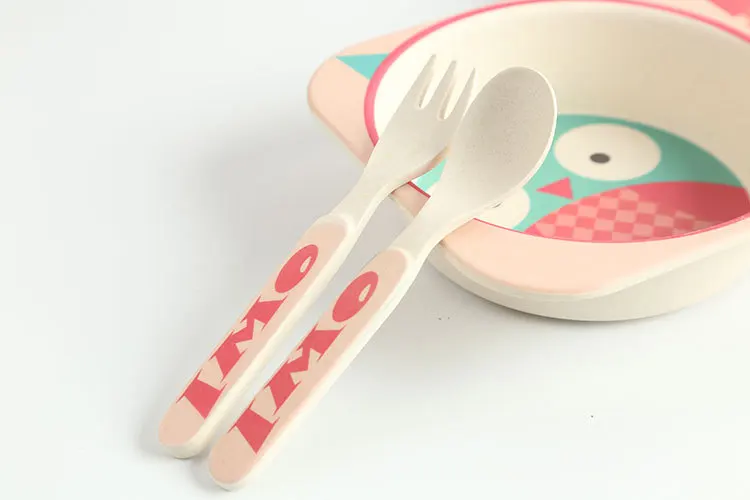 Customized bamboo fiber tableware children baby feeding set plate cartoon bowls for baby