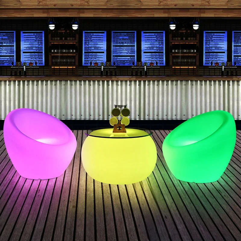 New designed colorful led chair fancy illuminated plastic pe bar single led sofa