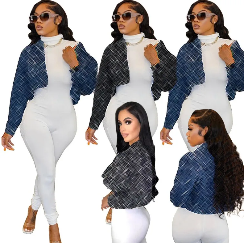 2022 fall Women coat fashionable new arrival designer famous brand luxury crop denim jeans jacket