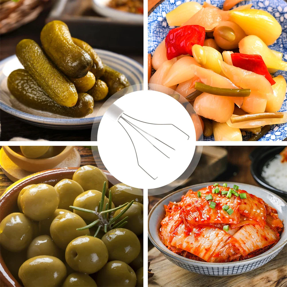 Kitchen Stainless Steel Olive Pepper Grabber Pickle Picker Grabber Claw Jar Pickle Pincher Tool