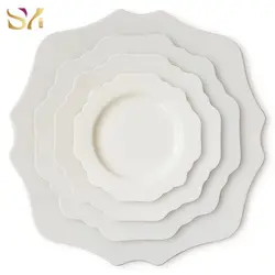 SY Dinnerware irregular white sunflower porcelain dinner sets restaurant plates