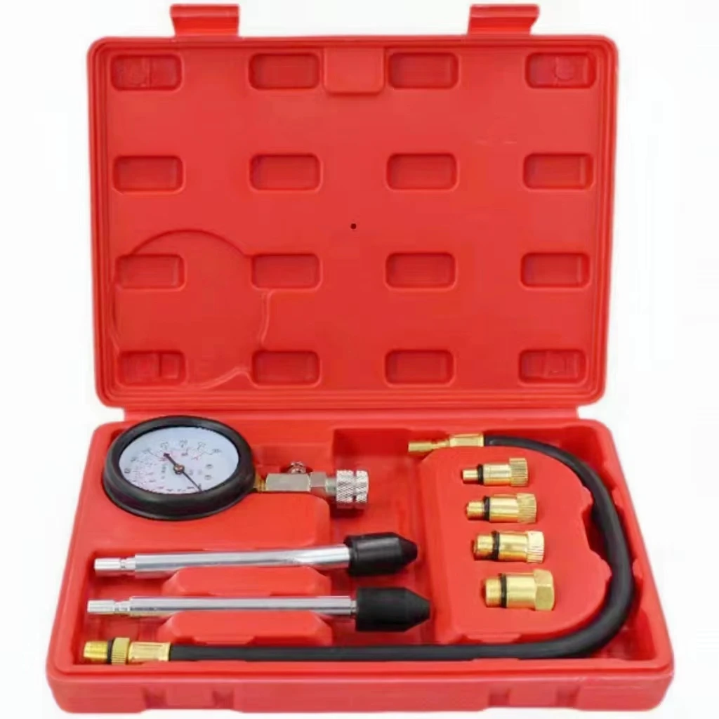 8PCS Diesel Engine Compression Tester Oil Pressure Engine Diagnostic Tester Tool Kit Cylinder Pressure Gauge