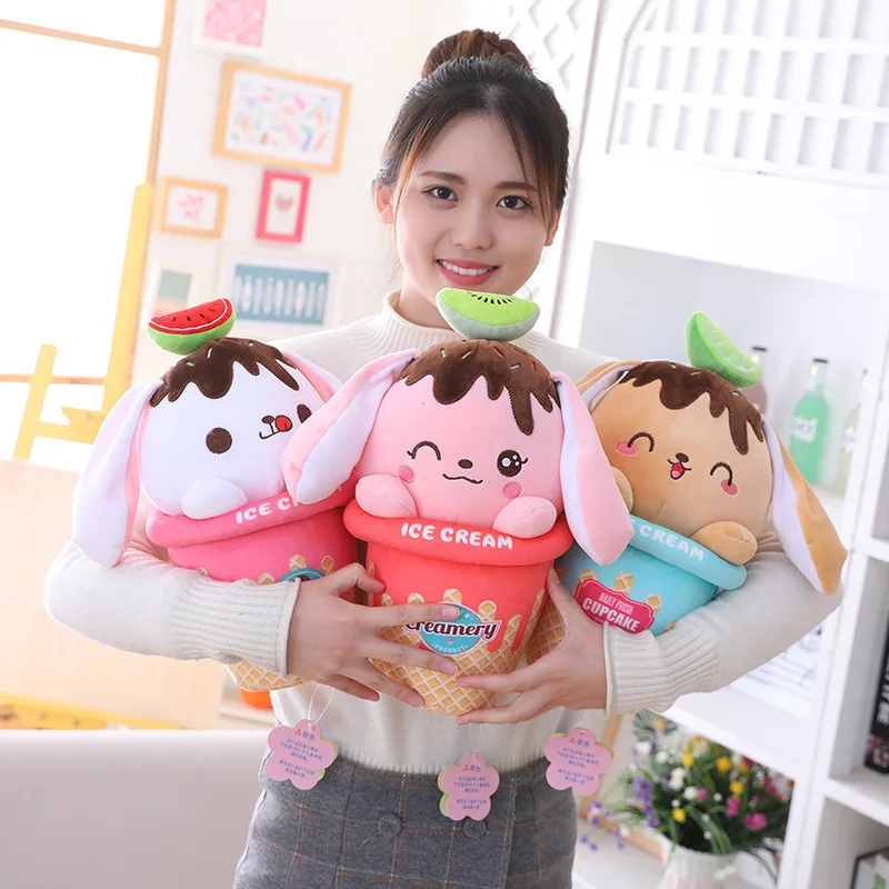 New Cute Ice Cream Long Ear Rabbit Plush toy Stuffed Animal Toys Bunny Plush Toys