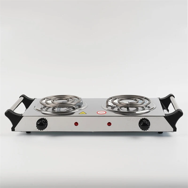 Household Durable Portable 2000w Easy To Clean Stainless Steel Electric Stove 2 Burner Without Gas