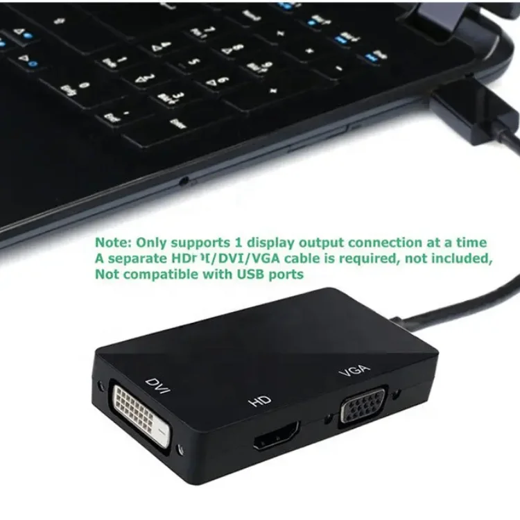 Hot Selling Multi-function 3 in 1 displayport DP HDTV DVI VGA Adapter converter adapter DP cable 1080P For PC Laptop