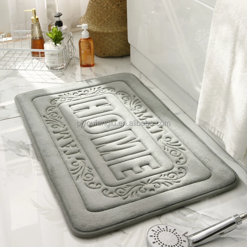 High Quality Hot Sell Coral Velvet Home High-frequency Soft Absorbent Non-slip memory foam bath rug waterproof carpets