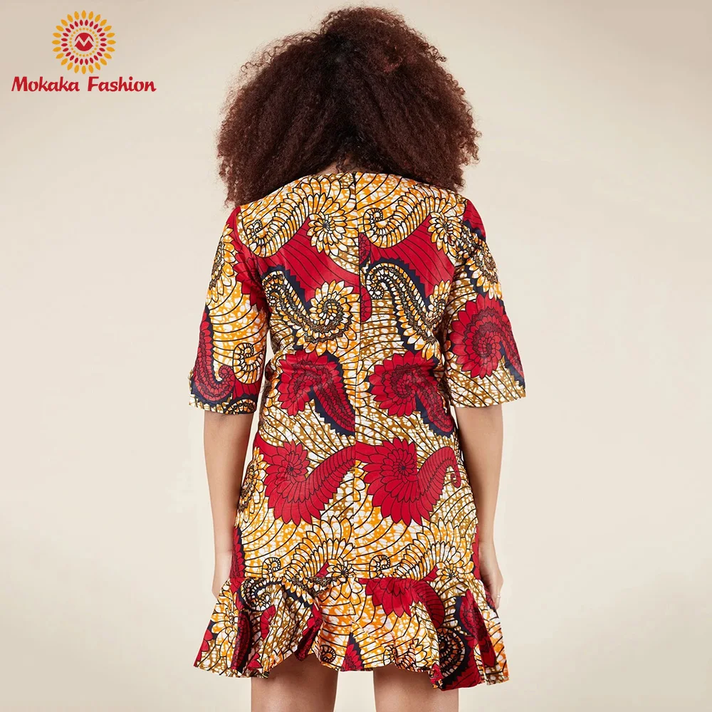 New fashion summer african dress ankara dresses print  mini dresses clothing High Quality