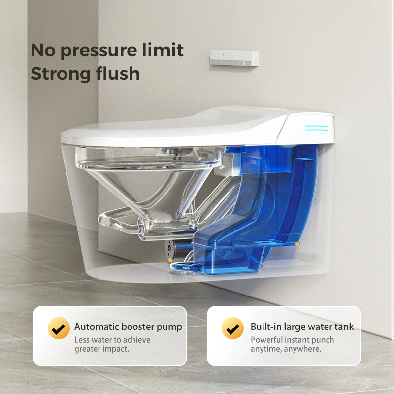 2024 Automatic Wall Hung Mounting Intelligent WC Smart Toilet Commode With Bidet and UV Light For Bathroom Hotel