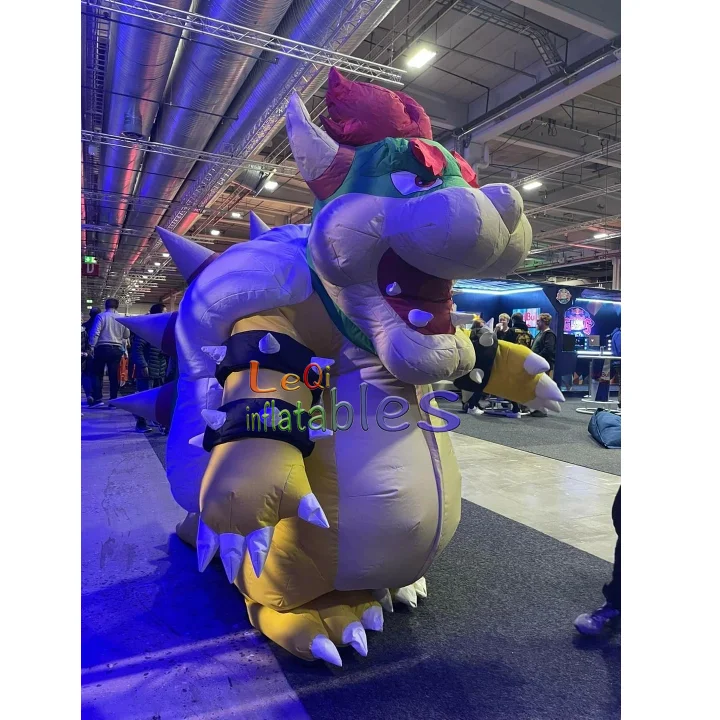 Funny cartoon character cosplay suit inflatable Bowser turtle mascot costume for adults