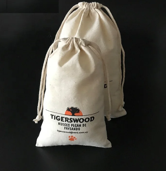 Custom Logo Printed Organic Muslin Bag Cotton Pouch Cotton Wedding Bag