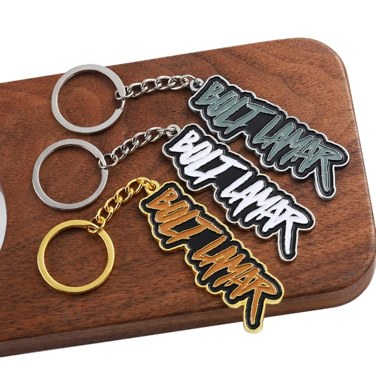 custom nickel metal enamel logo brand key chain with paper box