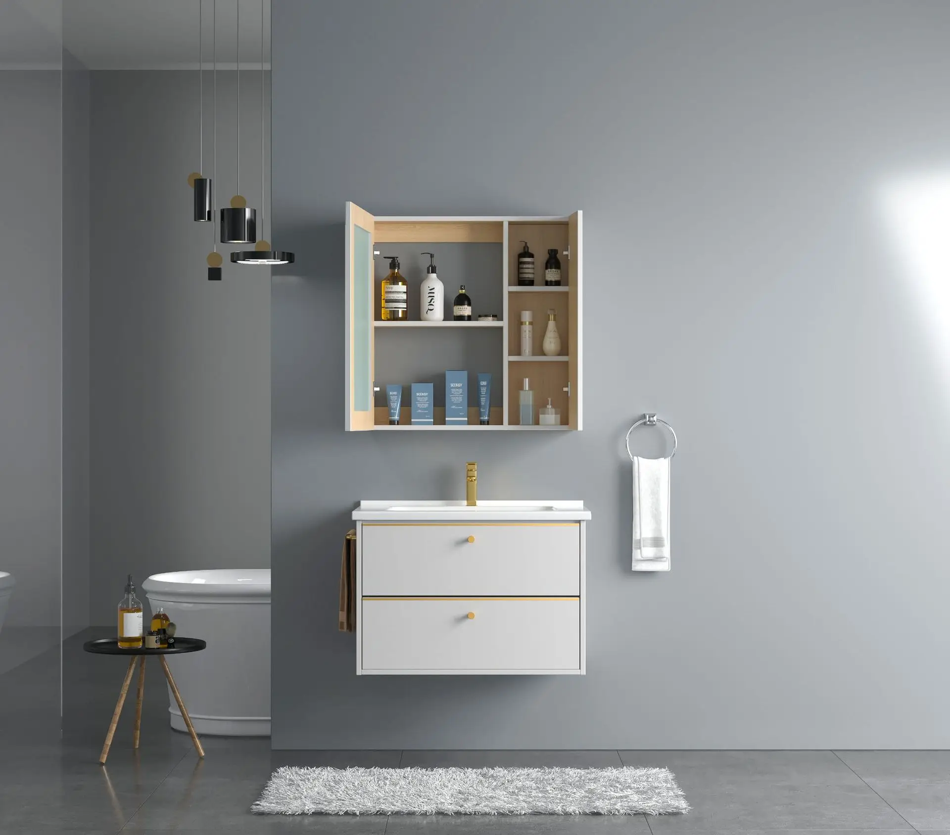Wholesale Vanities Luxury Bathroom Vanity Cabinet With Mirror Custom Bathroom Furniture Cabinets
