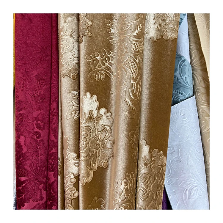 Factory Provided Clothing Material Vinyl Embossed Fabric Sofa Jacquard Burnout 3d 100% Polyester Velvet Shoes Men Velour Fabric