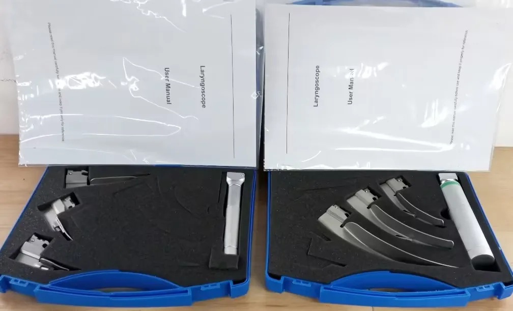 Stainless Steel and Fiber Optic Macintosh & Miller Laparoscopy Fiber Optic Macintosh Laryngoscope Set