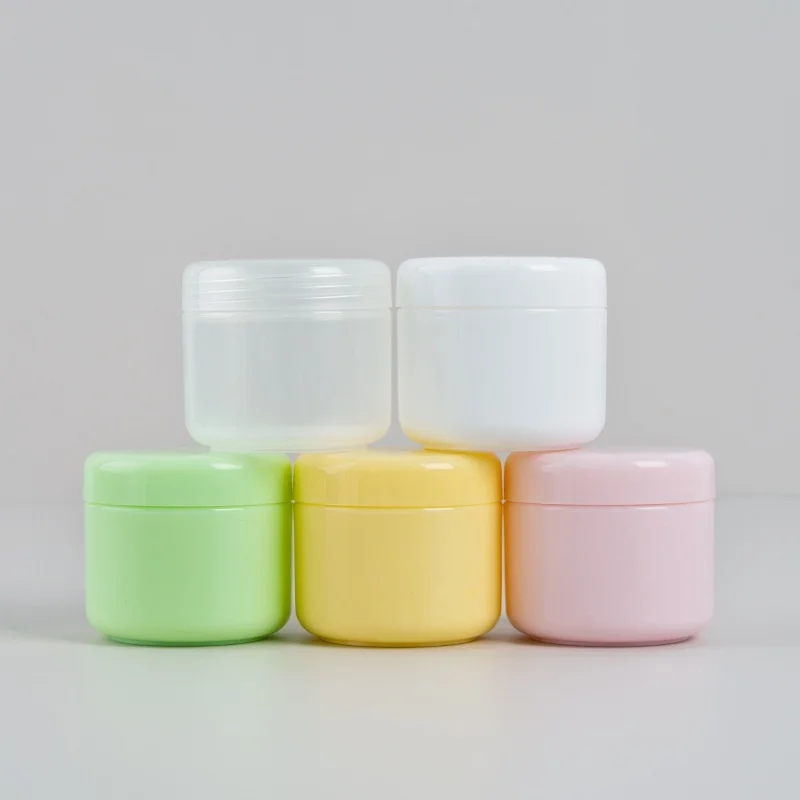 Customized private label pink green clear white Round Cosmetic Cream Jar 30g Plastic Skin Care Packaging 50 Container