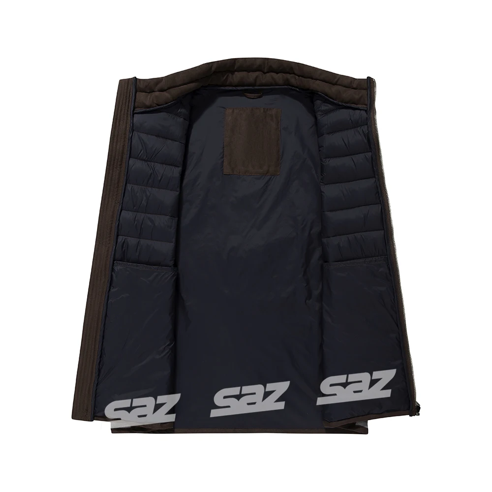 Winter Custom Solid Color Windproof Outdoor Flocking Stand Collar Cotton Vest For Men