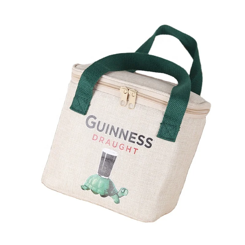 Factory sale Eco friendly jute insulated lunch bag OEM customized lunch bags Sona Package top quality outdoor picnic bag
