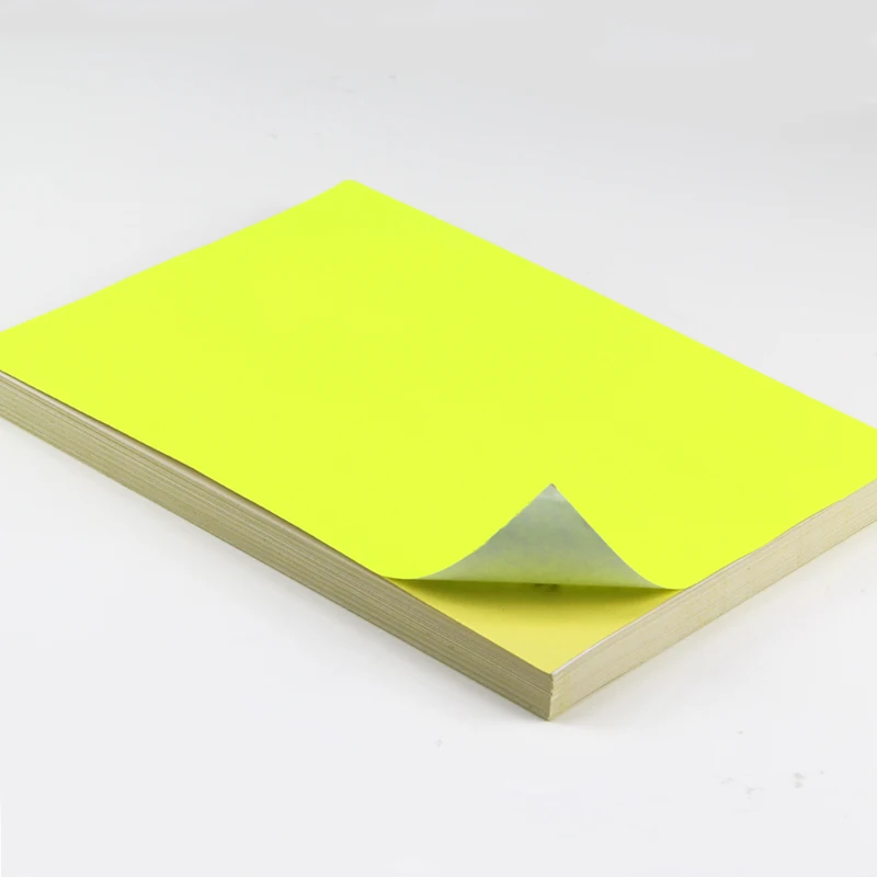 Low Price Good Quality 80 sheets/bag Personalized Custom Printing210*297mm  Fluorescence Adhesive Label Paper Sticker