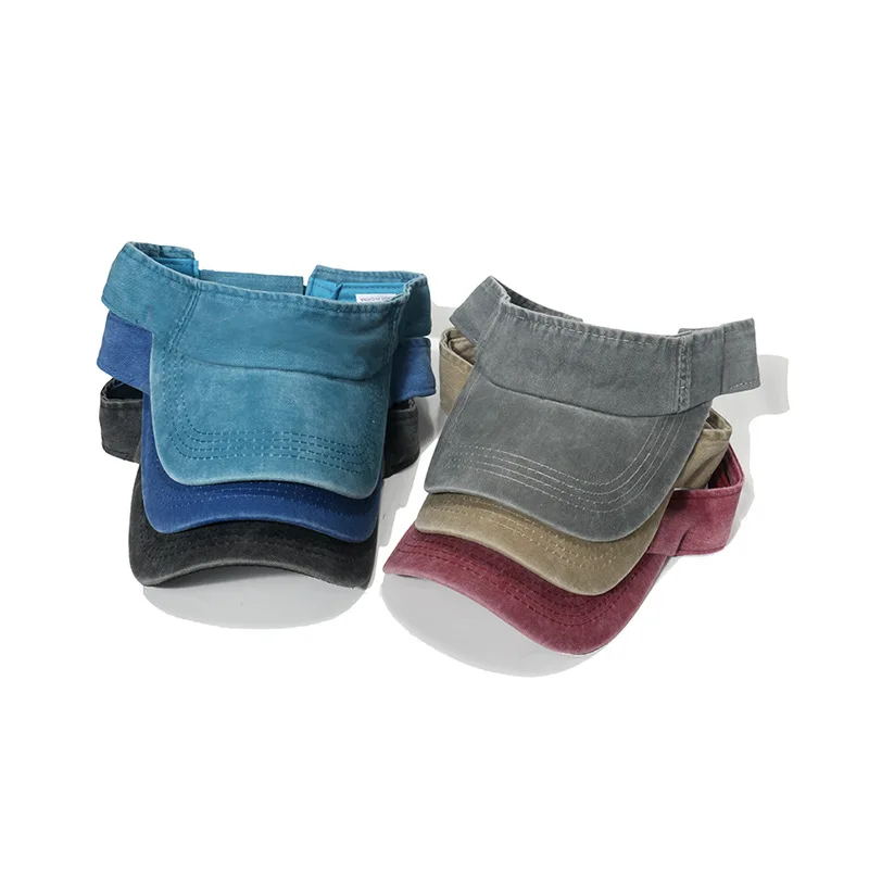 JAKIJAYI Brand manufacture high quality visor hat sports visor black 100% washed cotton woman visor hat