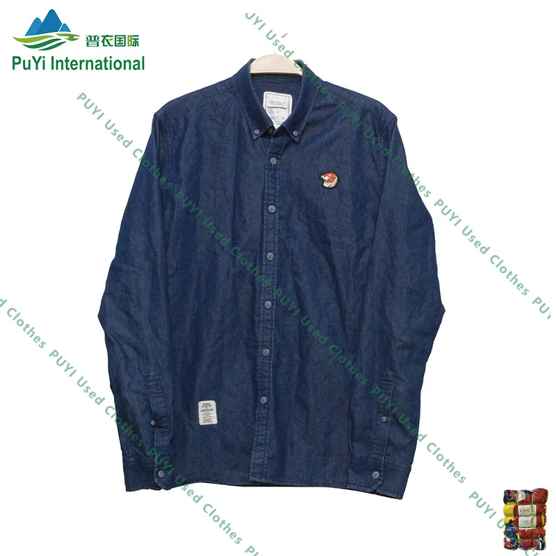 Men jeans shirt long sleeve used clothes bales denim whosale clothing men used for ladies