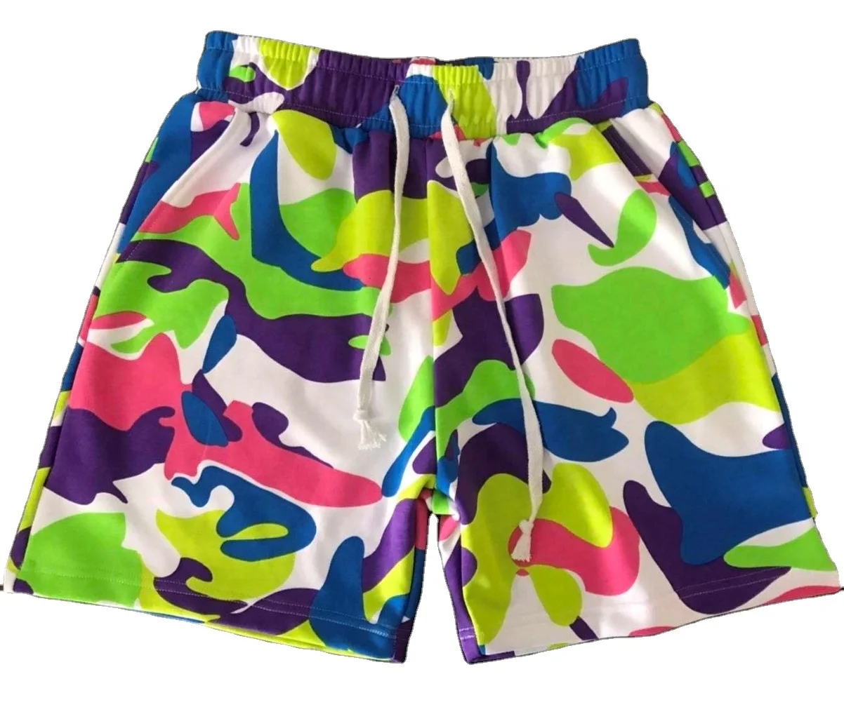 Custom wholesale mens camo shorts elastic waist oversized shorts camouflage short pants