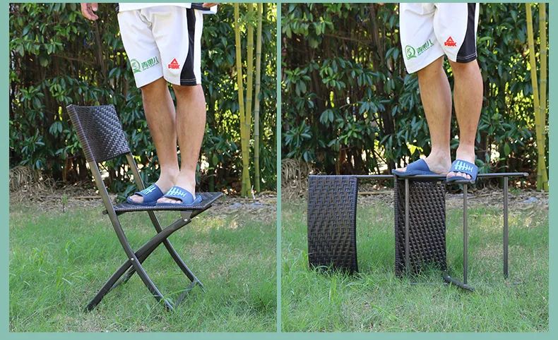 HOT spot goods rattan folding chair with 80cm rattan round table 4+1