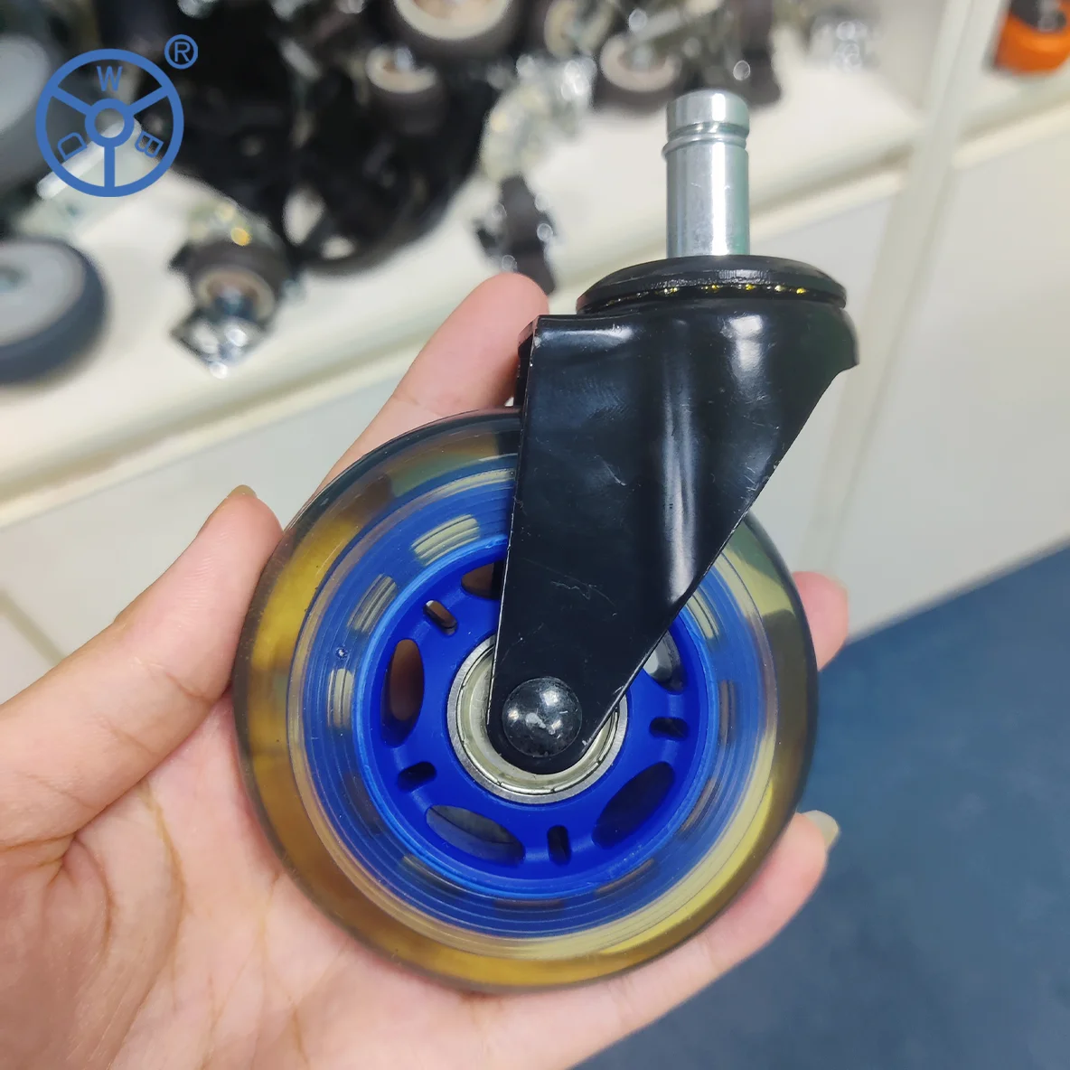 Wbd Furniture Caster Wheel Blue Half Transparent Castor PU Environmental Silent Effect for Small Equipment cabinet