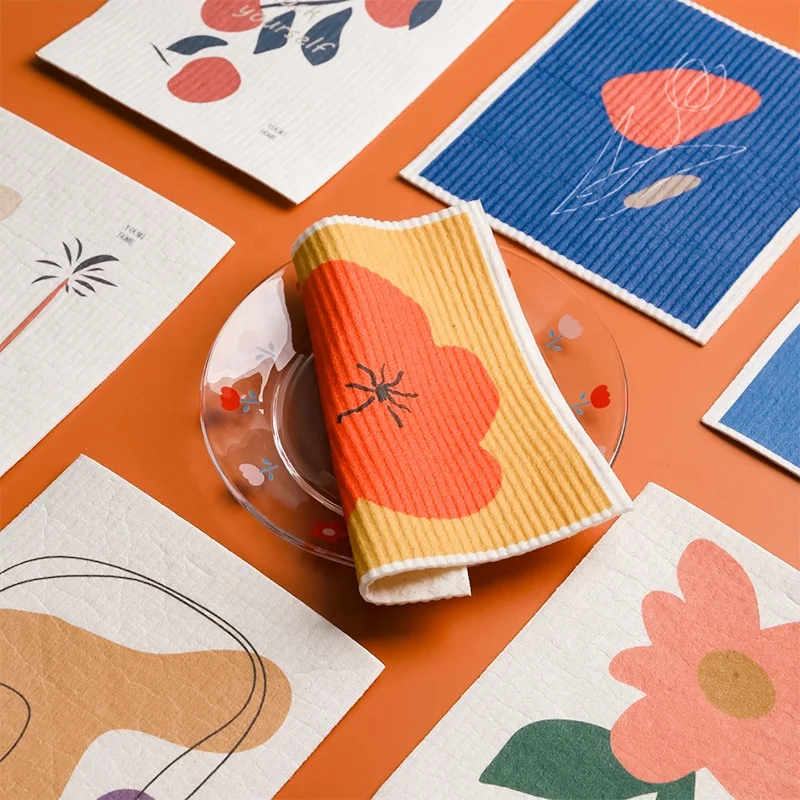 Creative Kitchen Absorbent Fast Dry Cleaning Cloth Towel Reusable Swedish Dishcloth Cellulose Sponge Cloths