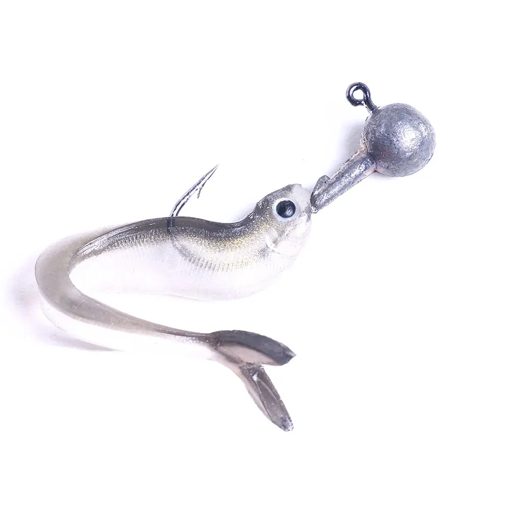 Soft Lures 8cm Baits Fishing Lure Shad Double Color Silicone Bait T Tail Wobblers