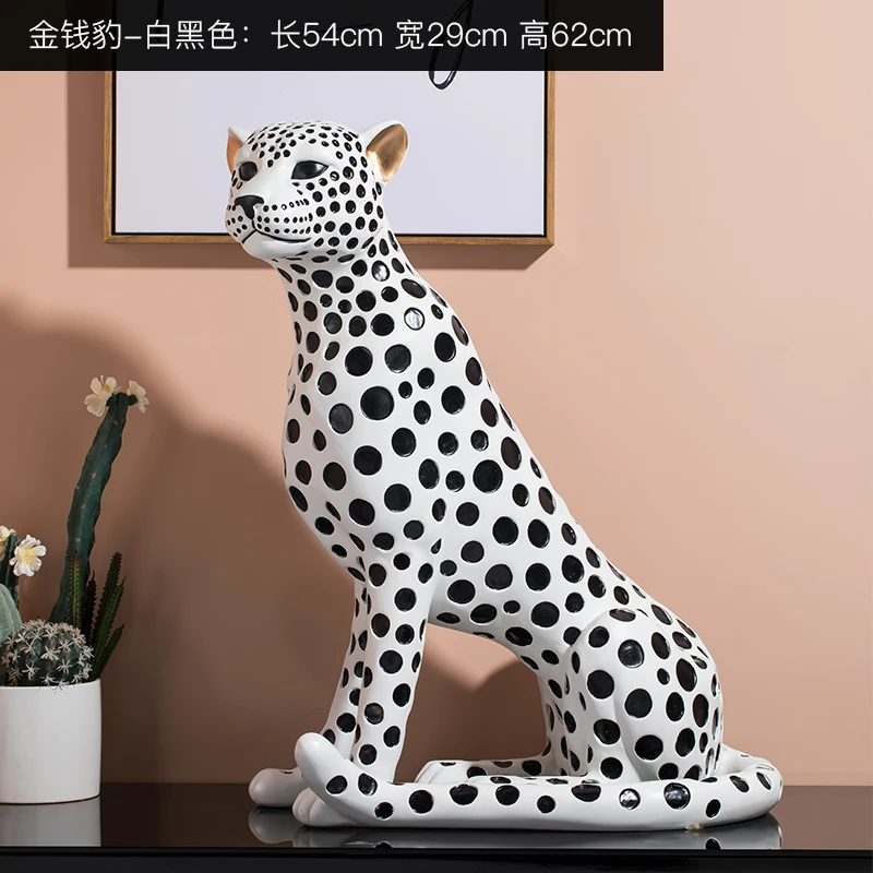 Home office resin craft sculpture decoration fiberglass animal leopard statue for sale