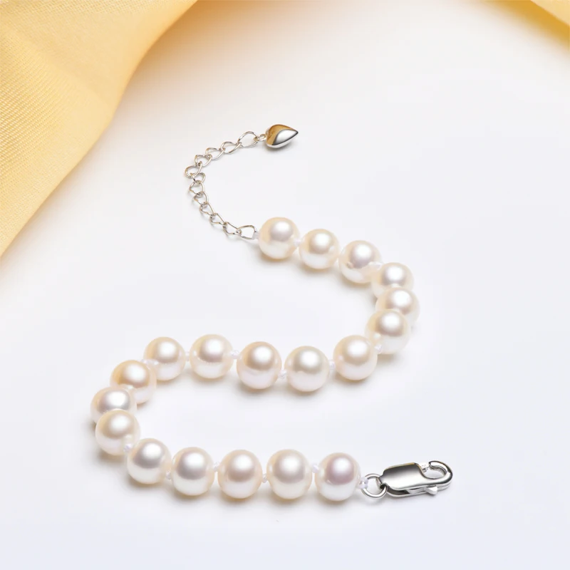 Adjustable length wholesale price  s925 sterling silver 6-7mm freshwater pearl beaded Bracelet for women