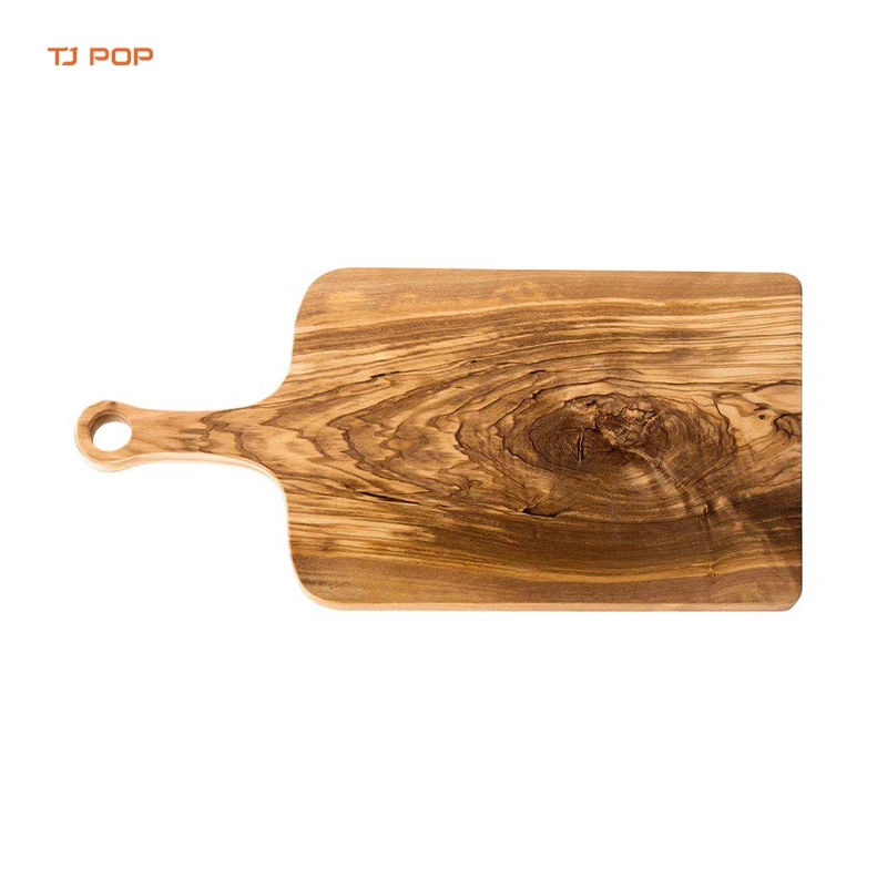 Olive Wood Butcher Chopping Block Customized Wooden Cutting Board with Handle