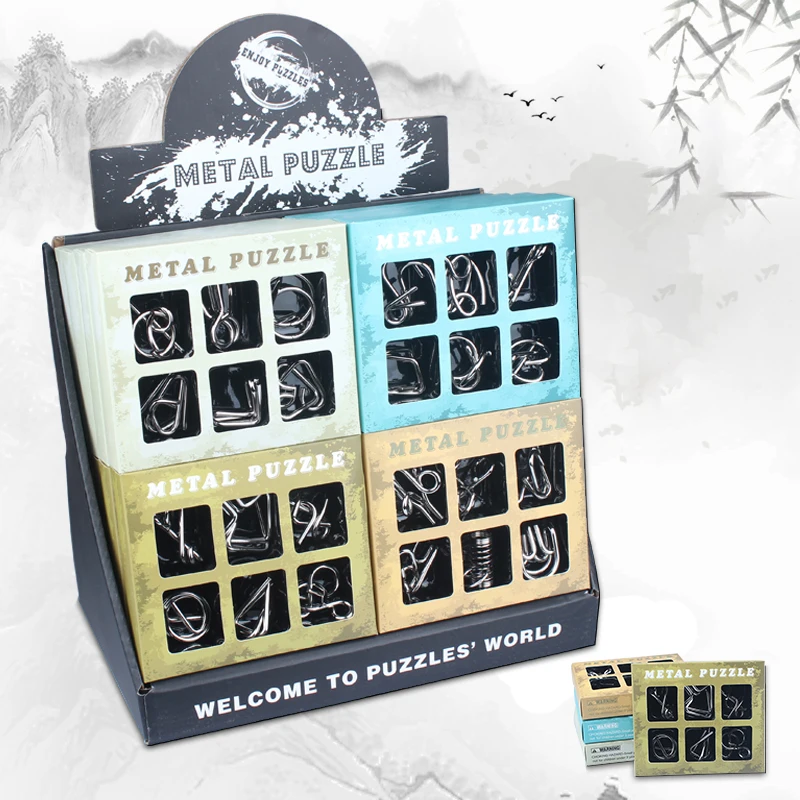 IQ Toys Steel Metal Wire Puzzle IQ Mind Brain Teaser Interlocking Puzzles Metal Puzzle Games 6pcs/set Educational Toys