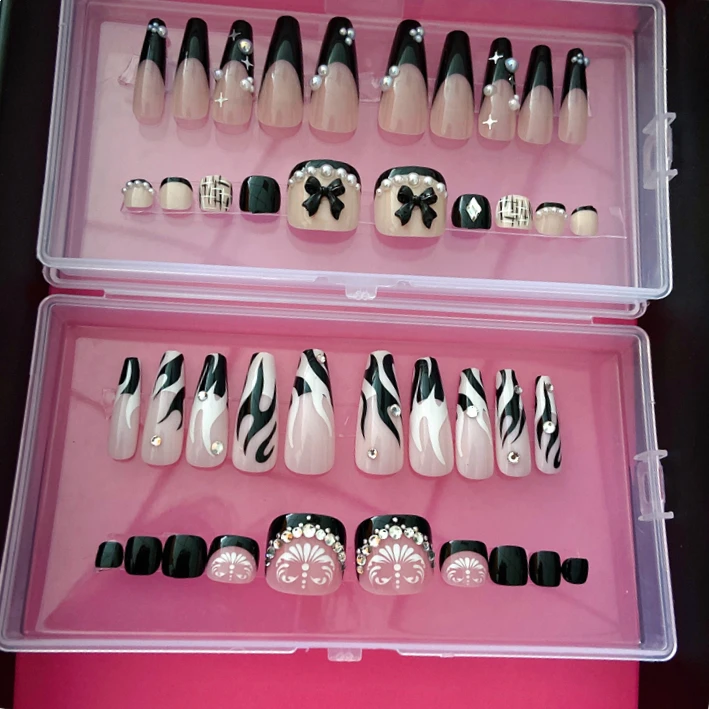 IN STOCK custom nails box beautiful fake fingernails makeup sets false eyelashes and press on nails toenail