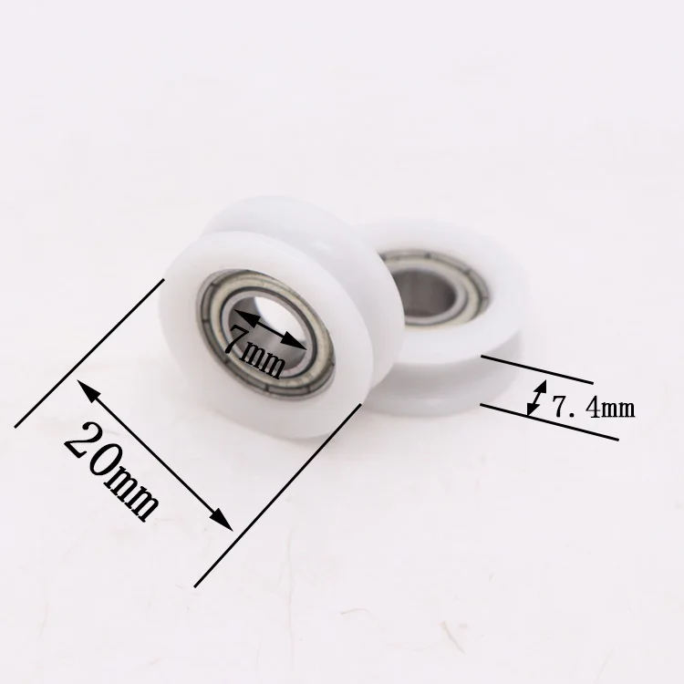 U groove bearing pulleys 687zz bearings nylon wheel plastic roller pulley with bearing needle pin 7*20*7mm
