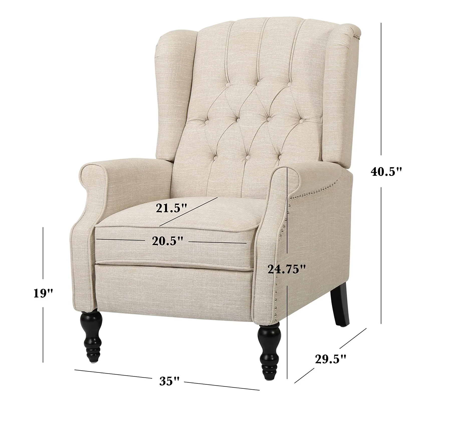 JKY Furniture Home Living Room High Back Push Back Recliner Chair with Footrest and Headrest