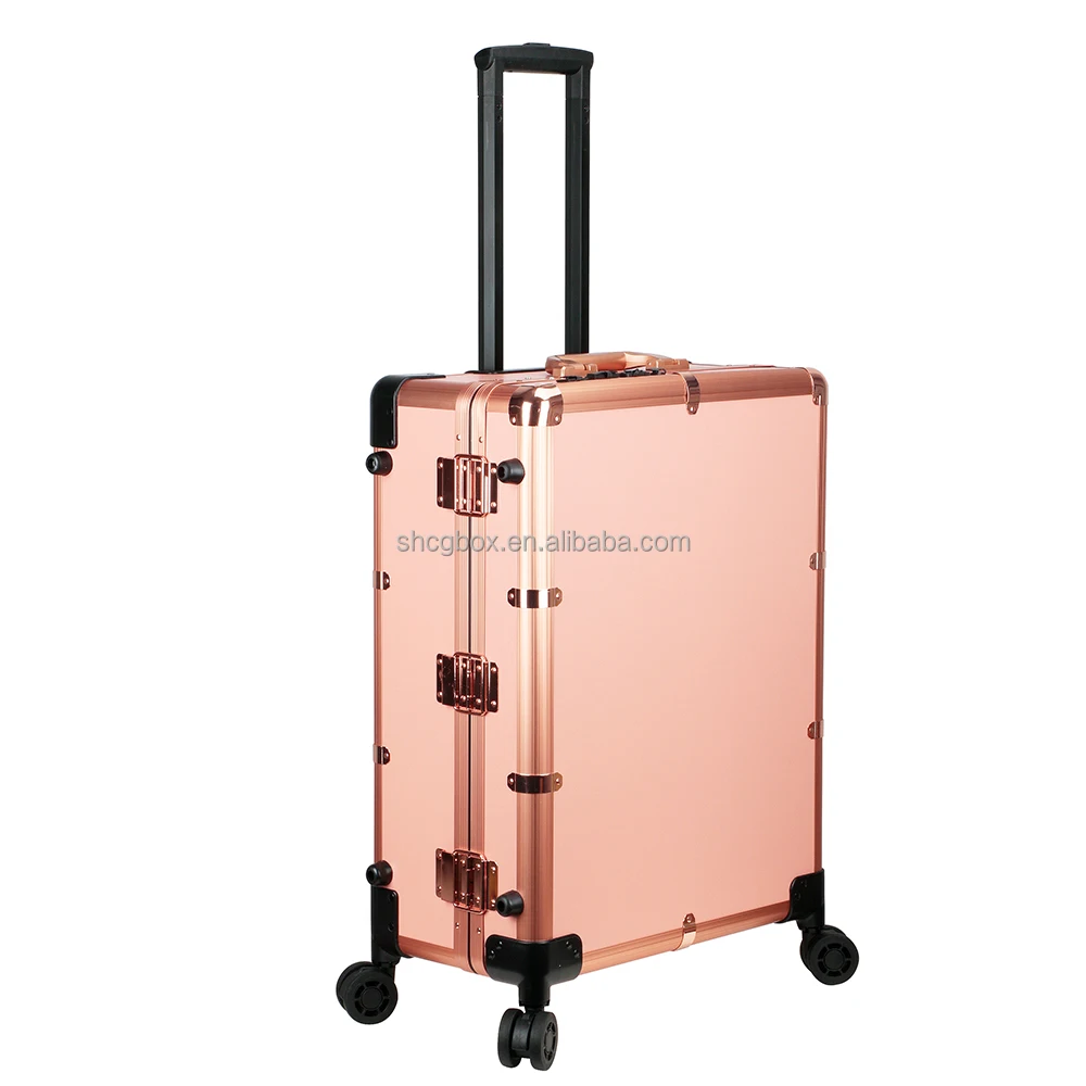 chen gong Latest aluminum makeup station trolley case with Adjustable Stand Rolling Studio Professional Beauty Trolley