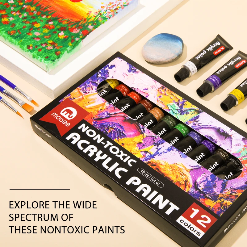 Gxin P-3001 acrylic art color paint Eco-friendly high pigment waterproof 12 colors children diy acrylic paint set  for students