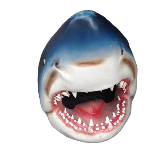 New Great White Shark Garden Cartoon Statue Resin 3D Shark Head Sculpture Animal Home Decoration Shark Dinosaur