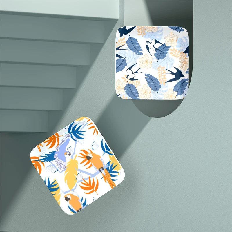 Nordic Style Animal Cotton Pattern Square Ceramic Dessert Dishes Plates Set Colorful Restaurant Home Party Dining Plates