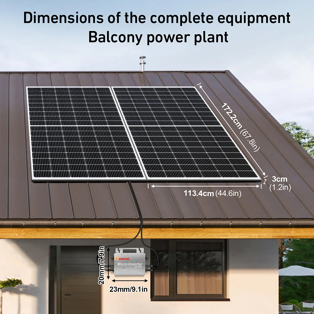 DOKIO  US EU Free Shipping 800W  balcony Solar Panels Power Kit with 800W Inverter solar system for home complete