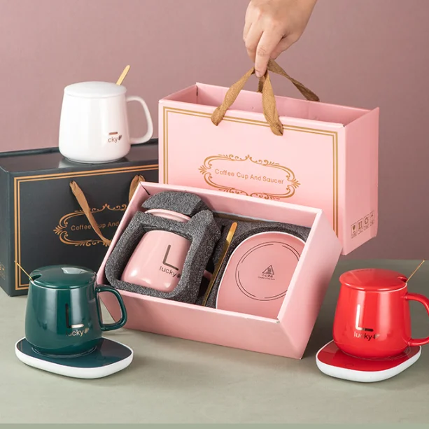 Hot Sale cup warmer 55 degree ceramic mug with thermostat Milk Coffee Mug Warmer with Custom Logo Best Gifts for Women