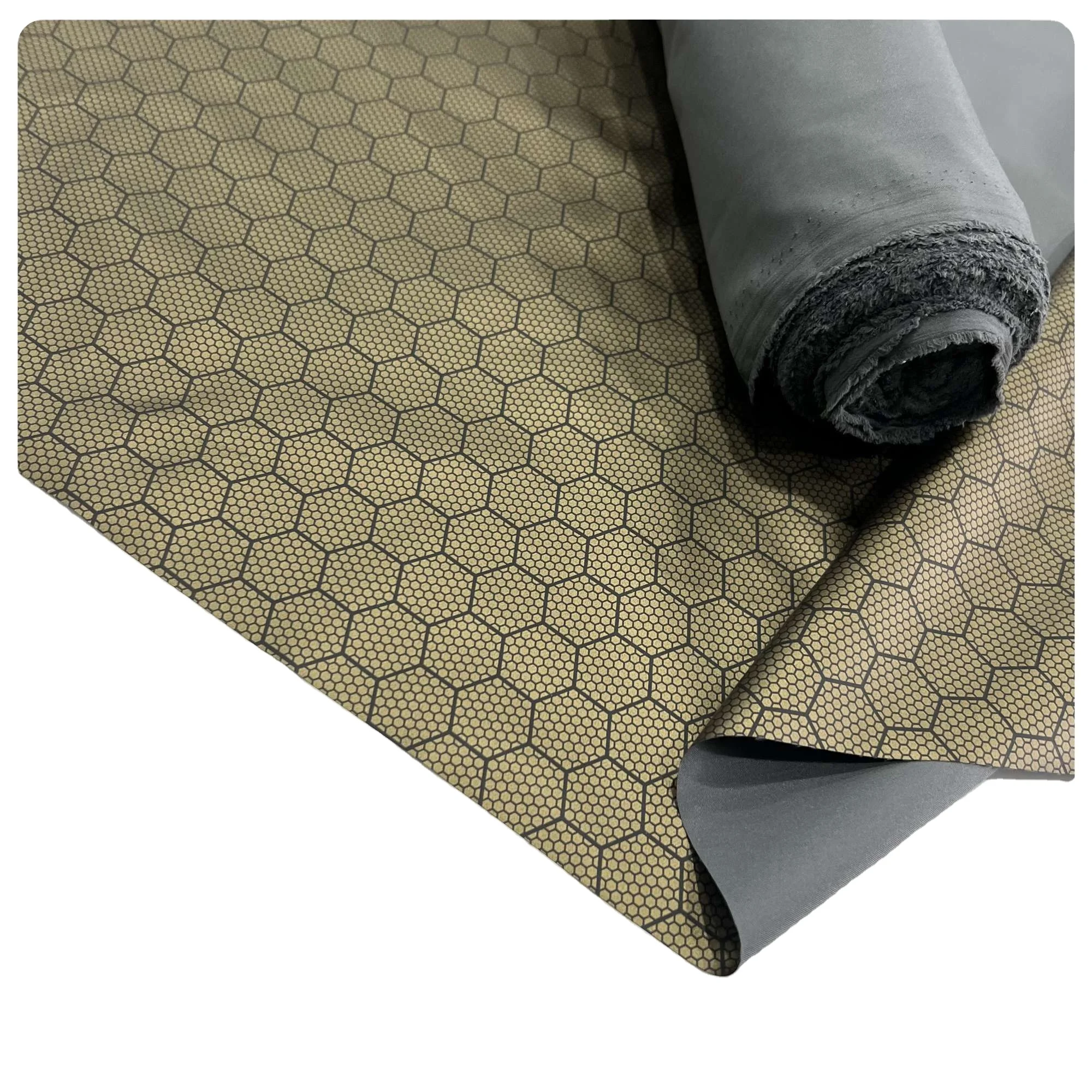 PU Conducting electricity Heat storage Printed HoneyComb Plaid 400T 100% polyester graphene bronzing for lining fabric