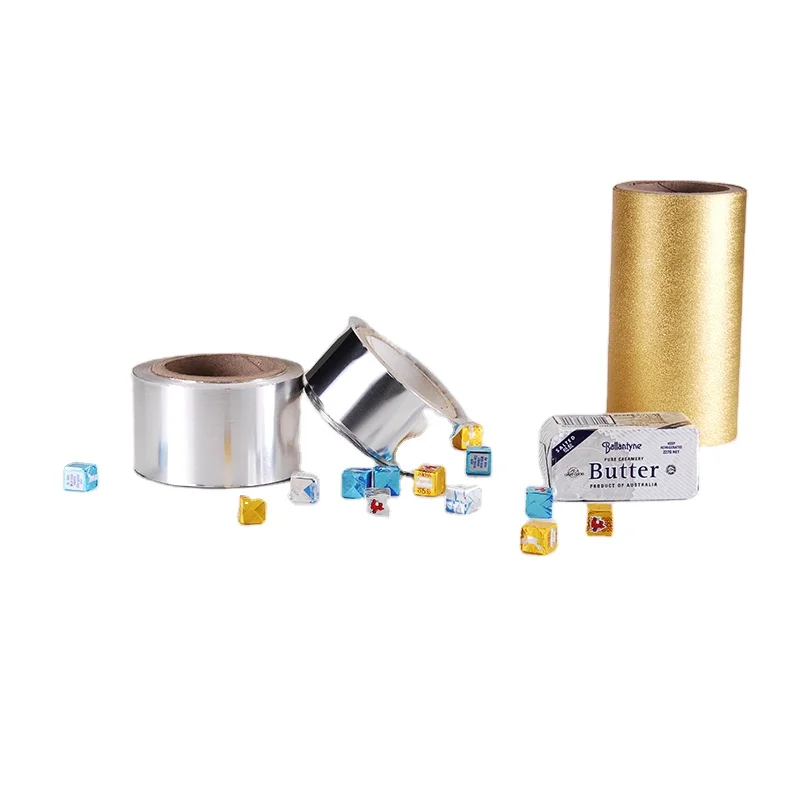 12micron golden silver cheese packing aluminium foil Bright side with lacquer dull side with HSL coating