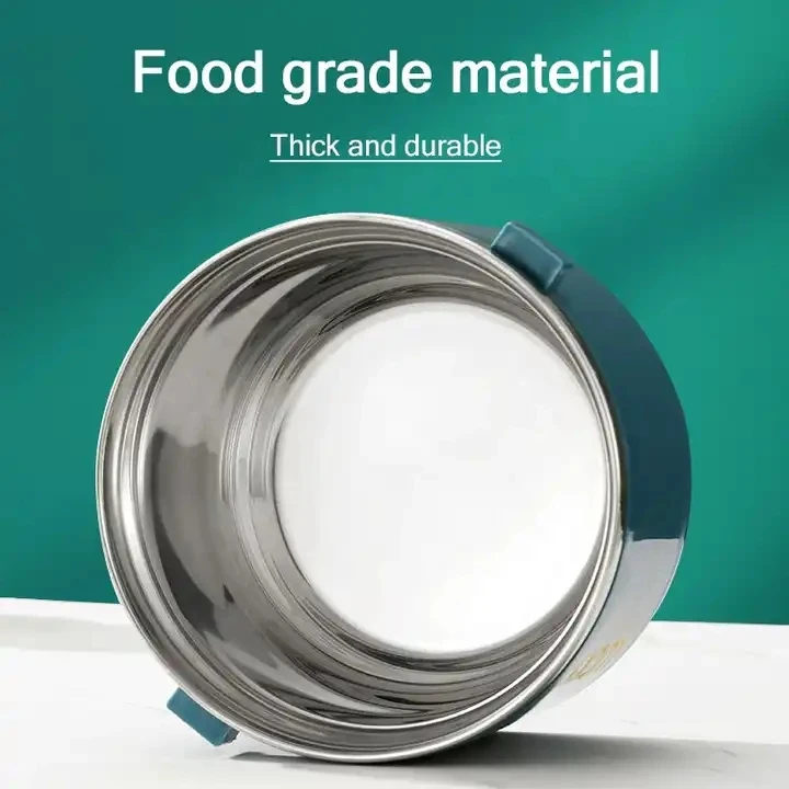 Stainless Steel Insulation Wholesale Eco Friendly Double Layer Round Bento Box Lunch Box With Handle