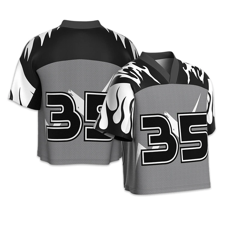 Wholesale Sublimated Polyester American Football Jersey Custom Retro Boxy Oversized Crop Jersey