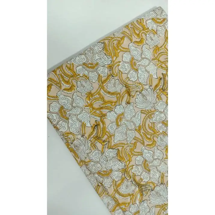 Multicolor Hand Made Printing 100% Cotton Fabric for Throws and Bedspreads Making from Indian Manufacture