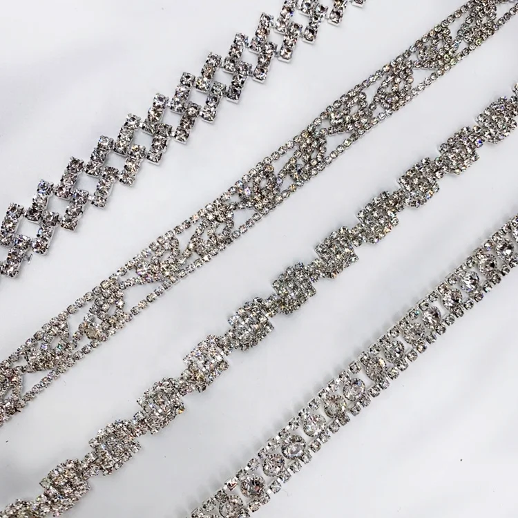 OEKO-TEX BSCI factory China wholesales garment accessories crystal chain rhinestones trim rhinestone chain diamond chain