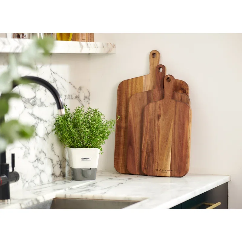 Wood Cutting Board Set with Handles - for Chopping, Prepping, Serving, and Charcuterie